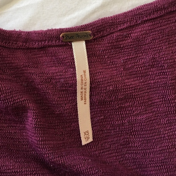Free People Boho Long Sleeve Purple Top size XS - Picture 7 of 8